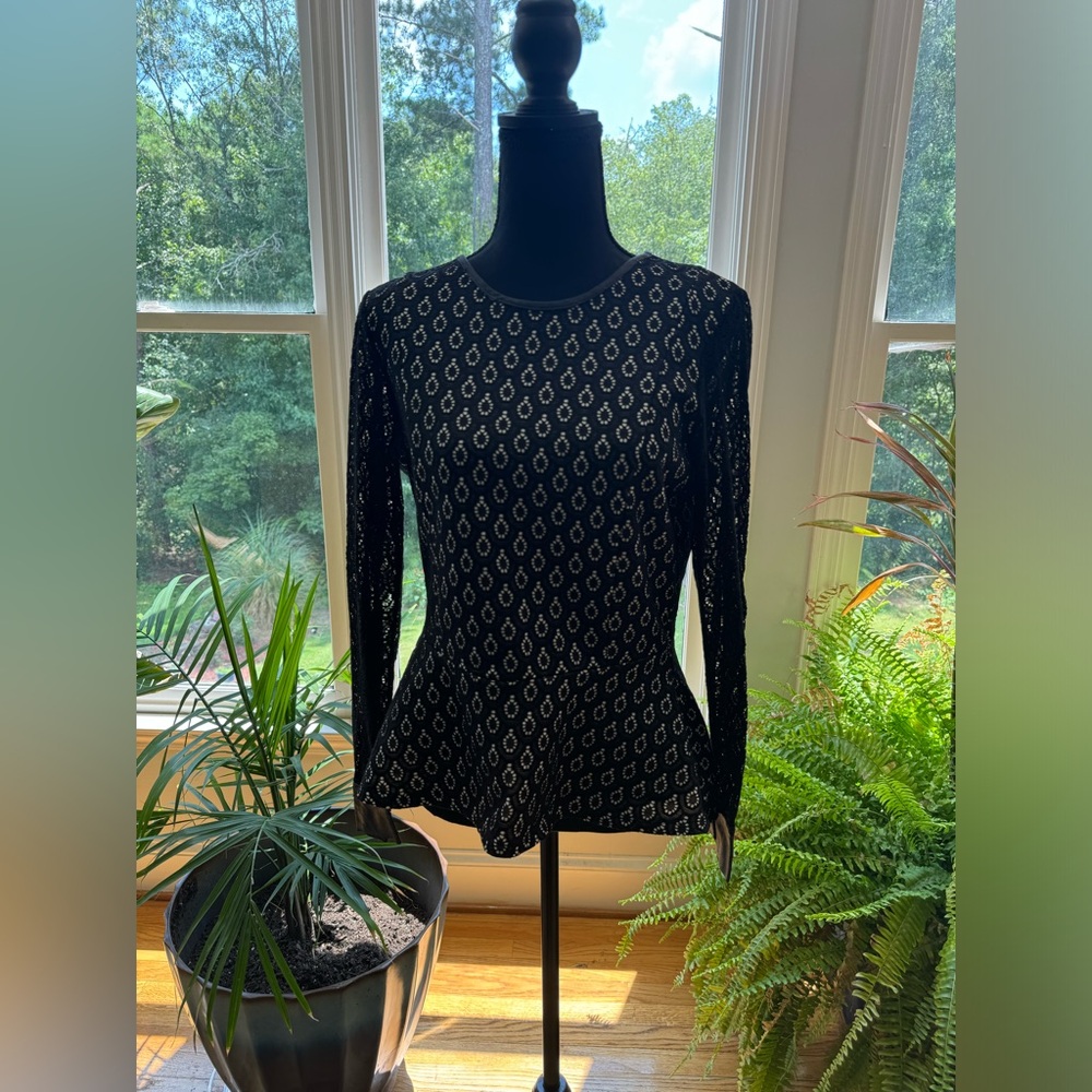 Long Sleeve Lace Peplum Top